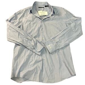 THEORY Men's Button Up Long Sleeve Shirt Size 16R In Blue